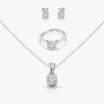 Engagement Ring Minimalist Sterling Silver Zircon Set Combo