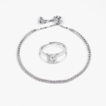 Engagement Ring Tennis Bracelet Sterling Silver Combo