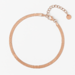 Elegant Sterling Silver Herringbone Snake Rose Gold Anklet