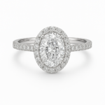 Elegant Oval Halo Diamond Engagement Ring in Sterling Silver