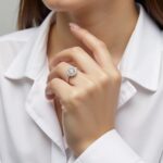 Sterling Silver Halo Diamond Engagement Ring