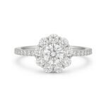 Solitaire Flower Engagement Silver Adjustable Ring