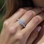 Solitaire Flower Engagement Silver Adjustable Ring