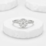 Solitaire Flower Engagement Silver Adjustable Ring