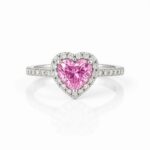 Elegant Heart-Shaped Pink Sapphire Silver Adjustable Ring