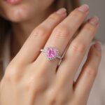 Elegant Heart-Shaped Pink Sapphire Silver Adjustable Ring