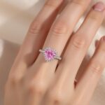 Elegant Heart-Shaped Pink Sapphire Silver Adjustable Ring