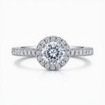 Sterling Silver Halo Diamond Engagement Ring