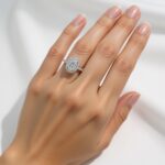 Elegant Oval Halo Diamond Engagement Ring in Sterling Silver