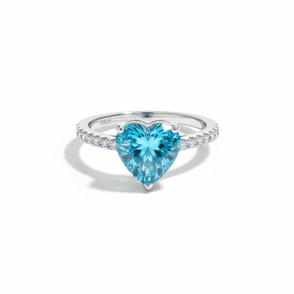 Azure Heart Open Ring - Adjustable