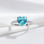Azure Heart Open Ring - Adjustable