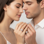 Leaf Zircon Silver Couple Ring