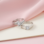 Vintage Engagement Zircon Silver Couple Ring