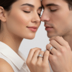 Vintage Engagement Zircon Silver Couple Ring